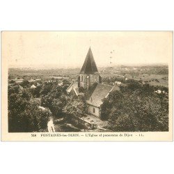 carte postale ancienne 21 FANTAINES-LES-DIJON. Eglise et panorama de Dijon 1937