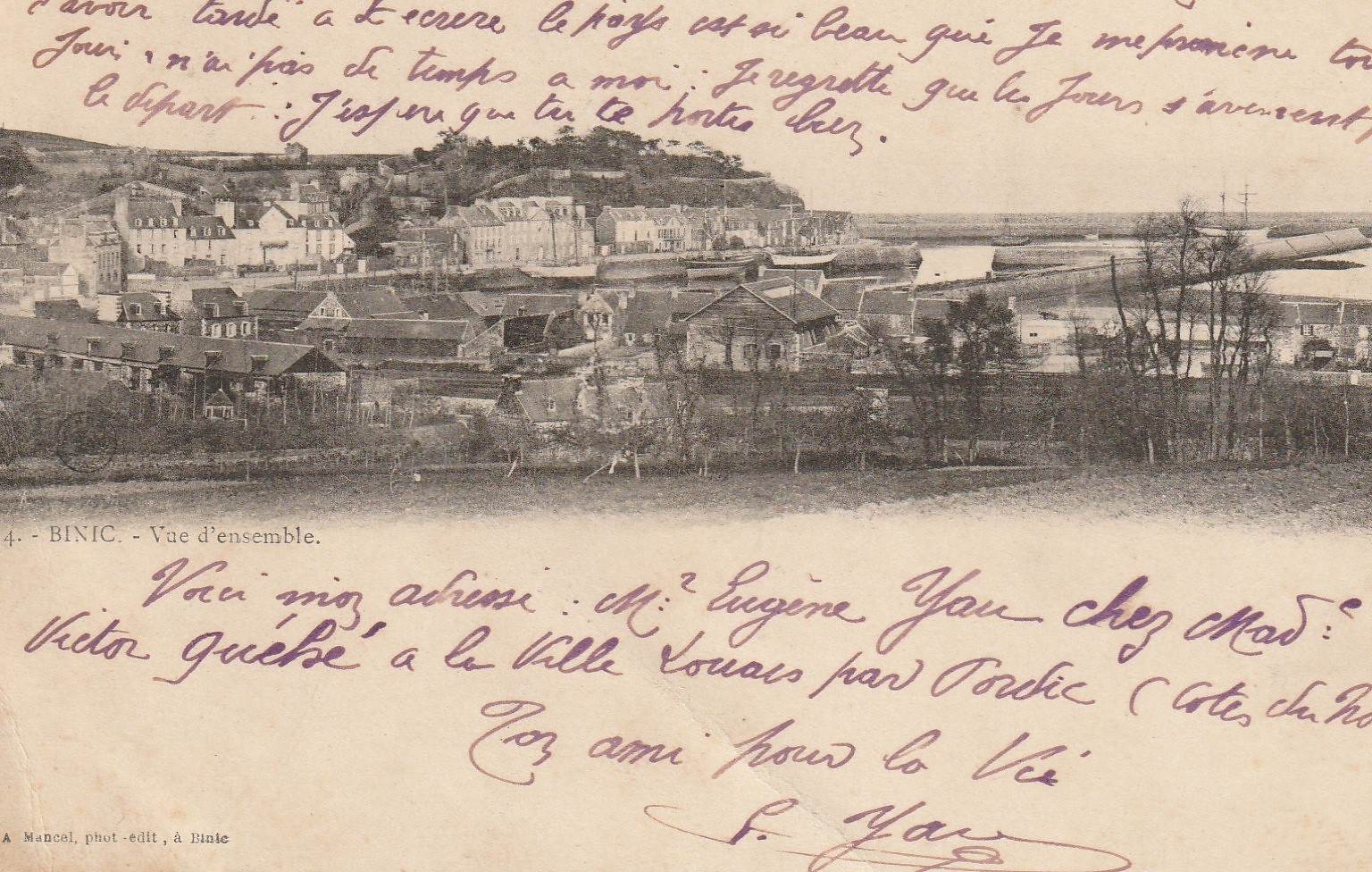 22 BINIC. Vue d'ensemble en carte précurseur 1902