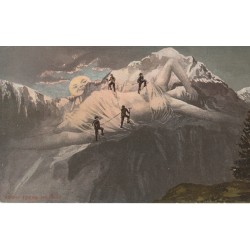 Zurich Carte montagne surréalisme DIE JUNGFRAU Une jeune fille sur la montagne avec Alpiniste