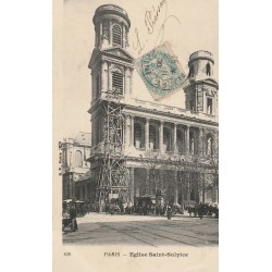 PARIS 06. Eglise Saint-Sulpice en rénovation avec échafaudages 1906