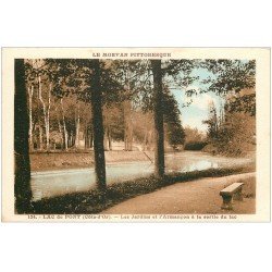 carte postale ancienne 21 LAC DE PONT. Jardins et Armançon sortie du Lac