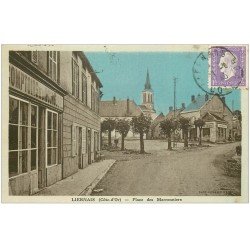 carte postale ancienne 21 LIERNAIS. Place des Marronniers 1945. Comptoirs de la Bourgogne