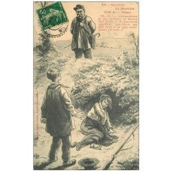 carte postale ancienne 21 MORVAN le sourire. Délit de...Chasse 1913. Edition Gervais à Saulieu. Carte humour érotique