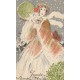 Illustrateur à identifier JOYEUX NOËL et BONNE ANNEE jolie femme sous la neige semble avoir été coloriée à la main 1934