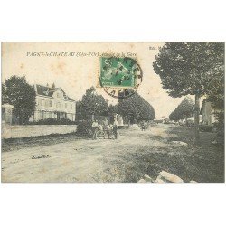 carte postale ancienne 21 PAGNY-LE-CHATEAU. Avenue de la Gare animée 1913