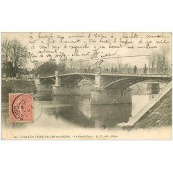 carte postale ancienne 21 PONTAILLER-SUR-SAONE. Le Grand Pont 1904