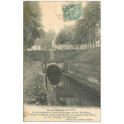 carte postale ancienne 21 POUILLY-EN-AUXOIX. Tunnel Canal de Bourgogne 1905. Voie électrique du Remorqueur