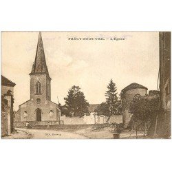 carte postale ancienne 21 PRECY-SOUS-THIL. Petite animation devant l'Eglise 1926