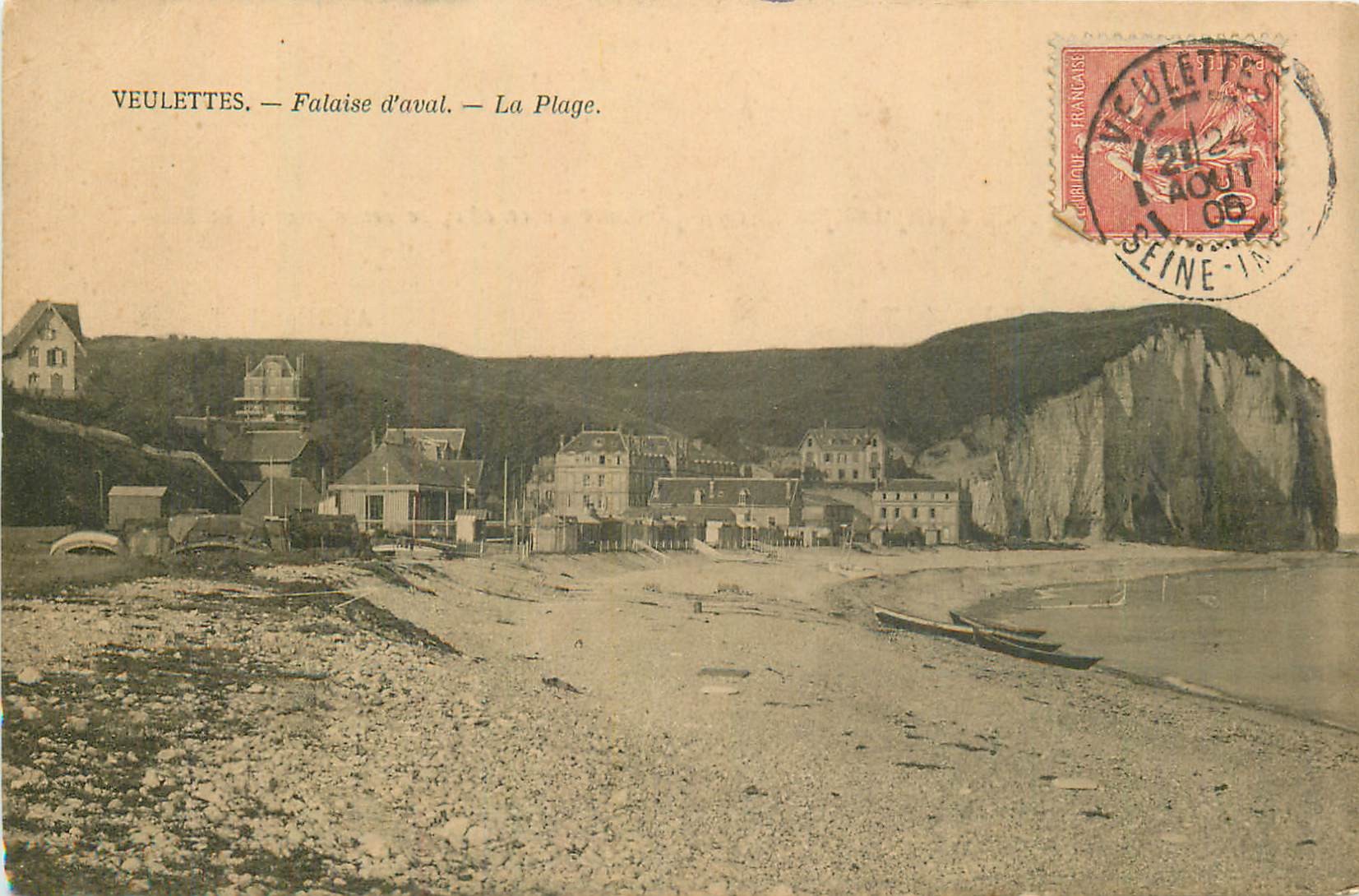 76 VEULETTES. La Plage et Falaise d'aval 1906
