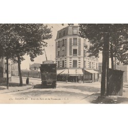93 BAGNOLET. Tramway devant Restaurant rues de Paris et Vincennes 1904
