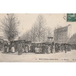93 MONTREUIL-SOUS-BOIS. Le Marché très animé 1908