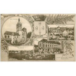 carte postale ancienne 21 SAULIEU. Saint-Andoche, Champ de Foire et Hôtel de Ville 1934