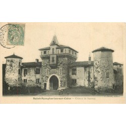 69 SAINT-SYMPHORIEN-SUR-COISE. Château de Saconay avec enfants timbre taxe 1906