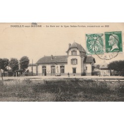 55 POUILLY-SUR-MEUSE. La Gare sur la ligne Sedan-Verdun 1923