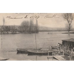 27 PONT-DE-L'ARCHE. Île Saint-Pierre avec cabane et barques de Pêcheurs 1908