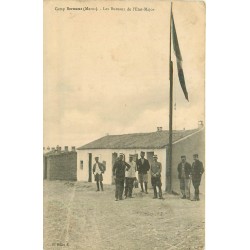 Maroc CAMP BERTEAUX. Les Bureaux de l'Etat-Major militaire avec drapeau 1914