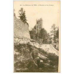 carte postale ancienne 21 THIL. Le Château entrée et Fossés avec visiteurs