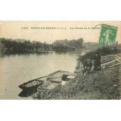 93 NOISY-LE-GRAND. Les Bords de la Marne avec couple devant l'embarcadère 1918