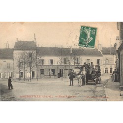 78 SARTROUVILLE. Attelage Place Nationale Café Tabac Epicerie Billard 1908
