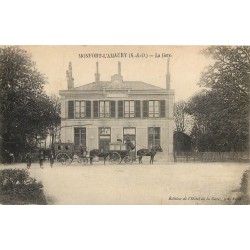 78 MONTFORT-L'AMAURY. La Gare Fiacres Hôtel des Voyageurs et du Chemin de Fer de l'Ouest 1911