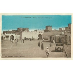 Maroc AZEMMOUR. Voiture ancienne Place, Remparts et Cigognes