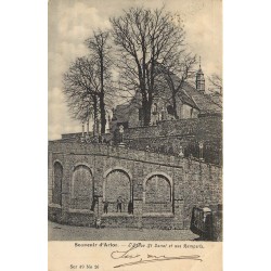 Belgique ARLON. Eglise Saint-Donat et ses Remparts avec animation sur le Cimetière 1904