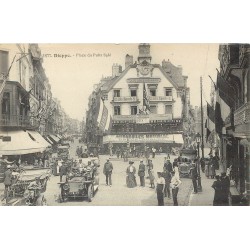 76 DIEPPE. Place du Puits Salé voitures anciennes et Café des Tribunaux