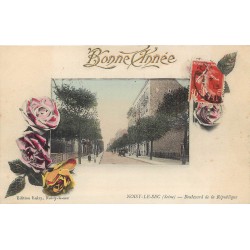 93 NOISY-LE-SEC. Bonne Année avec roses Boulevard de la République 1913