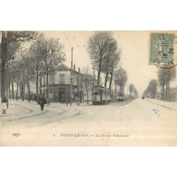 93 NOISY-LE-SEC. Café et tramways électriques Route Nationale 1924