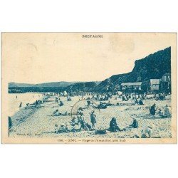 carte postale ancienne 22 BINIC. Plage de l'Avant-Port côté Sud vers 1932 bien animée