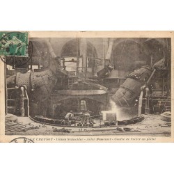71 LE CREUSOT. Usines Schneider. Coulée de l'acier en poche Bessemer 1916
