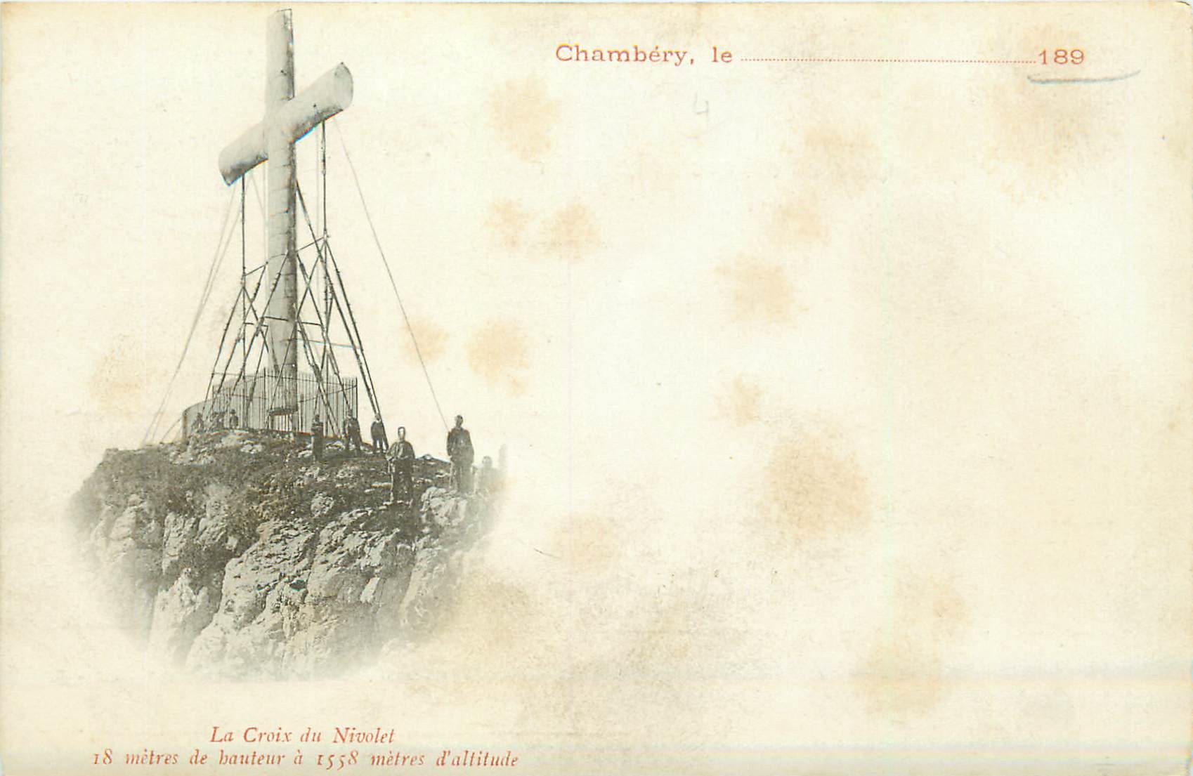 73 CHAMBERY. La Croix du Nivolet Carte Pionnière vers 1890...