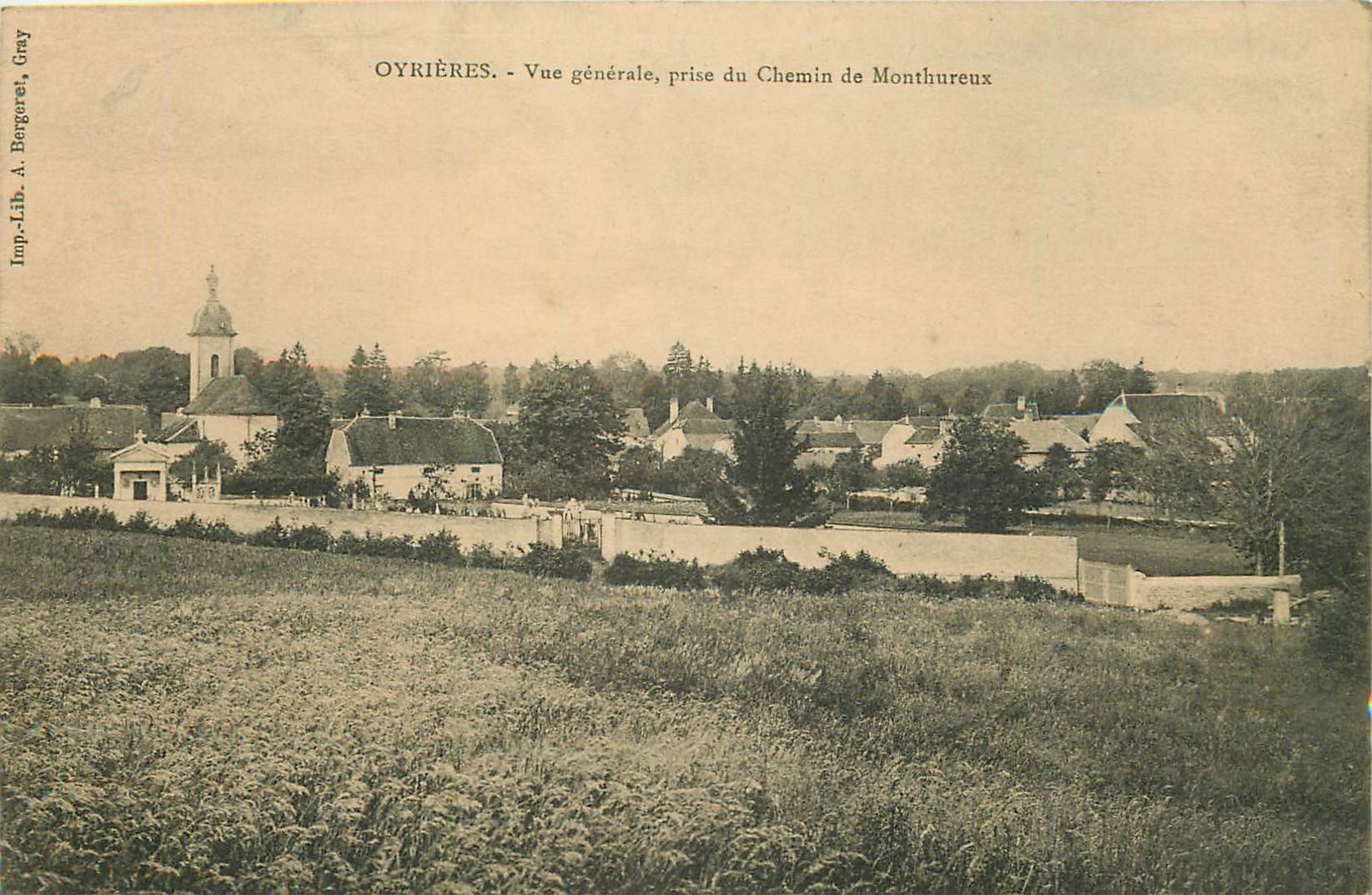 70 OYRIERES. Le Village vue prise du Chemin de Monthureux 1915